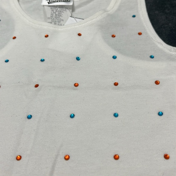Random Hearts NWT Girls ivory rhinestone tank size 4T - Picture 2 of 6